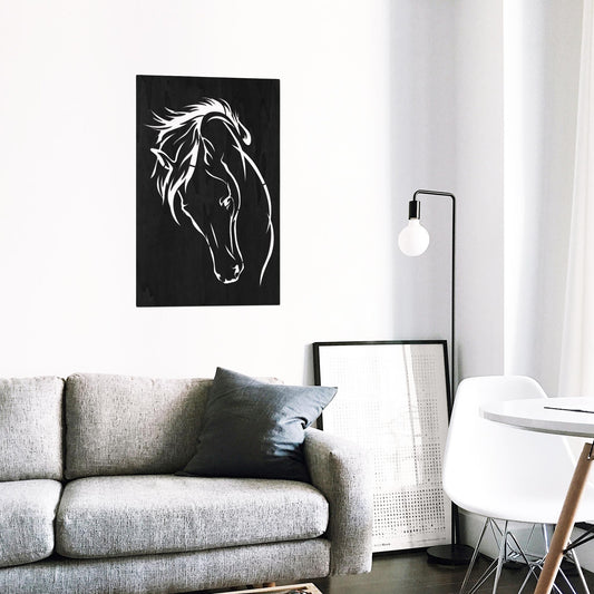 Tableau Bois "Cheval Sauvage"