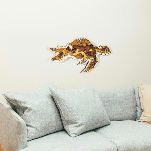 Tableau Bois Relief "Tortue"