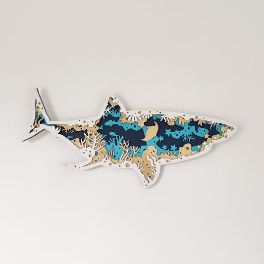 Tableau Bois Relief "Requin"