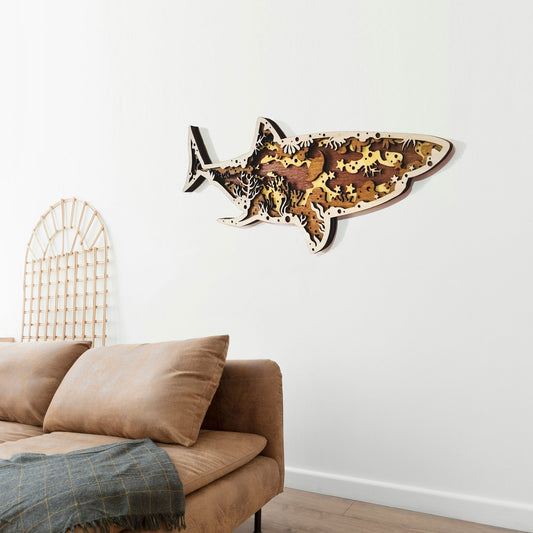 Tableau Bois Relief "Requin"