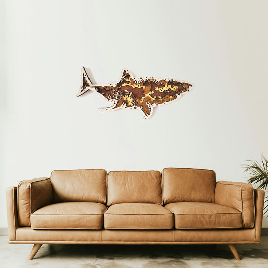 Tableau Bois Relief "Requin"