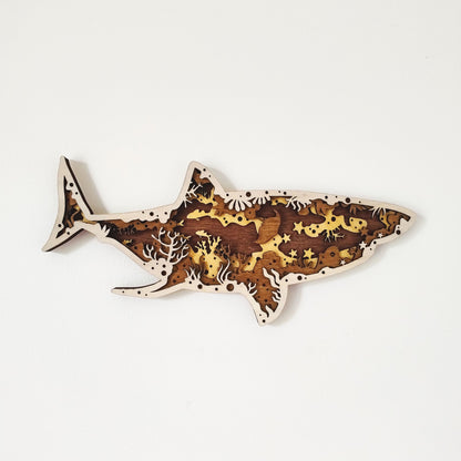 Tableau Bois Relief "Requin"