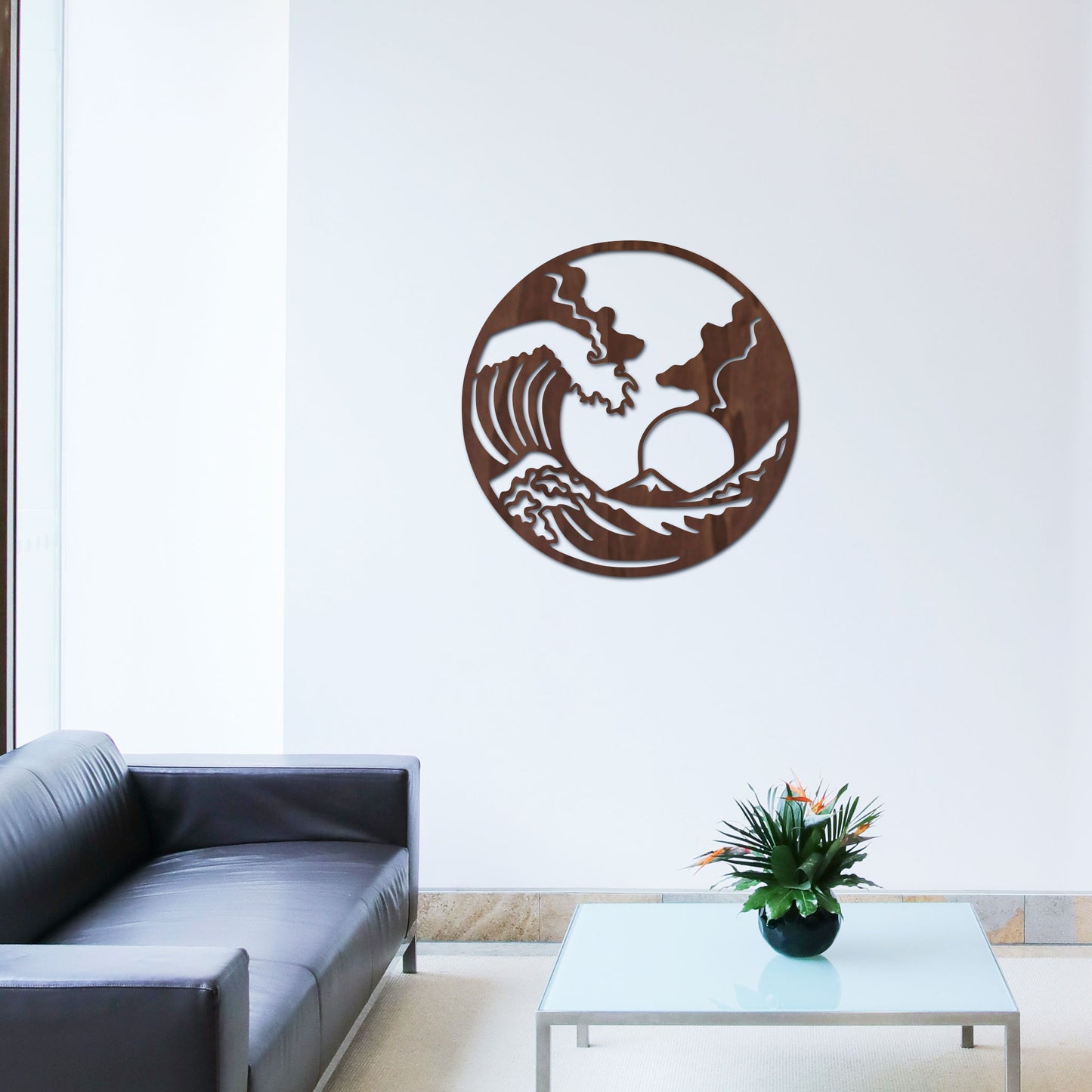 Tableau Bois "Grande Vague" Rond
