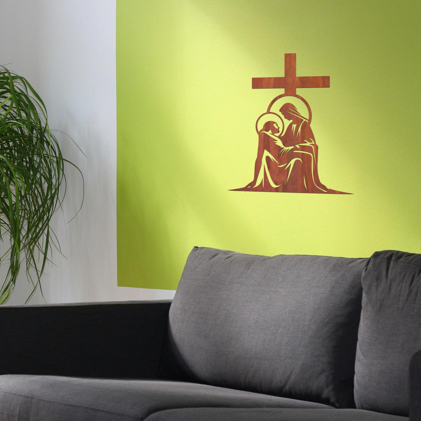 Tableau Bois "Jésus dans les bras de Marie"