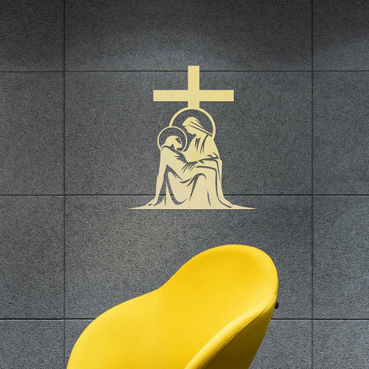 Tableau Bois "Jésus dans les bras de Marie"