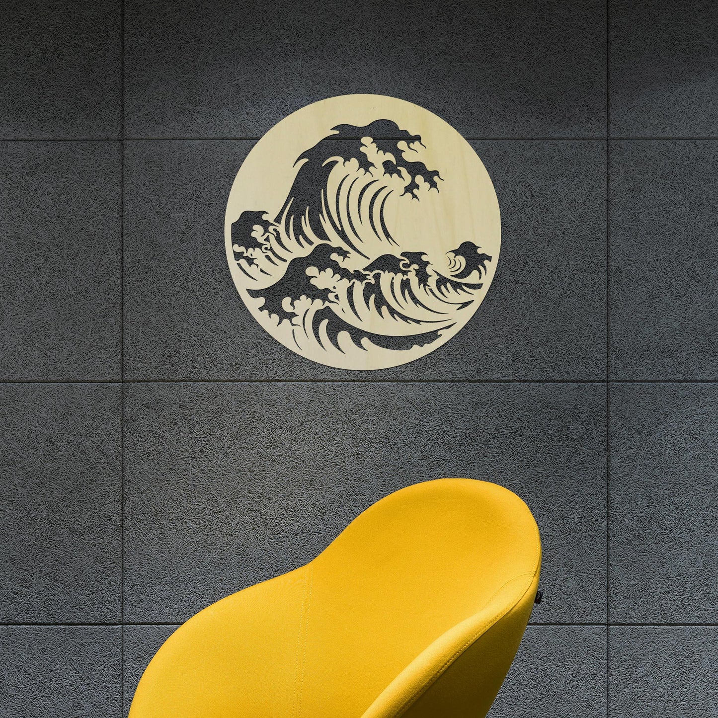 Tableau Bois "Tsunami" Rond