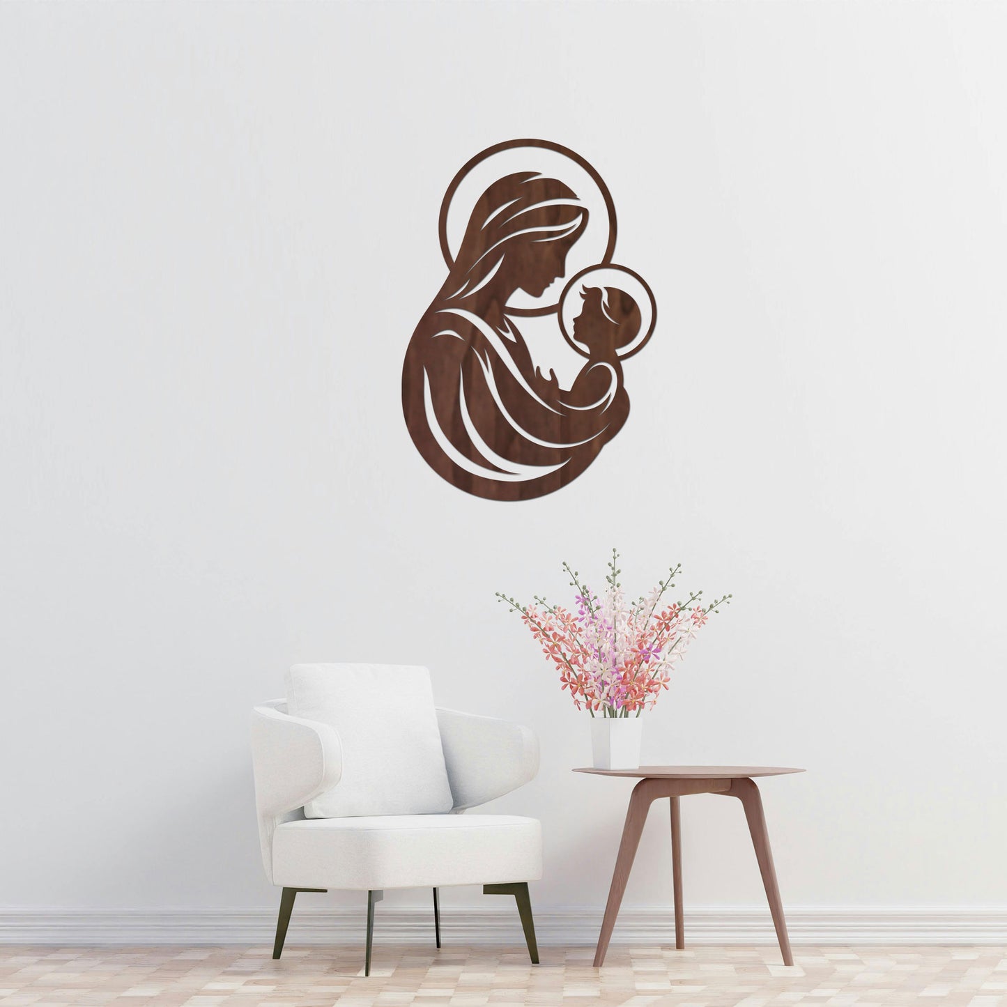 Tableau Bois "Marie portant l'enfant Jésus"