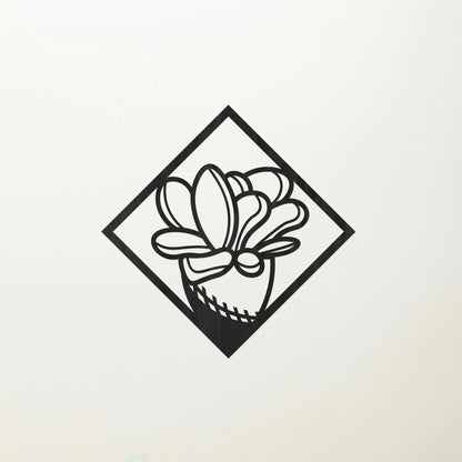 Tableau Bois "Carrés de Plantes Grasses" 4 Parties