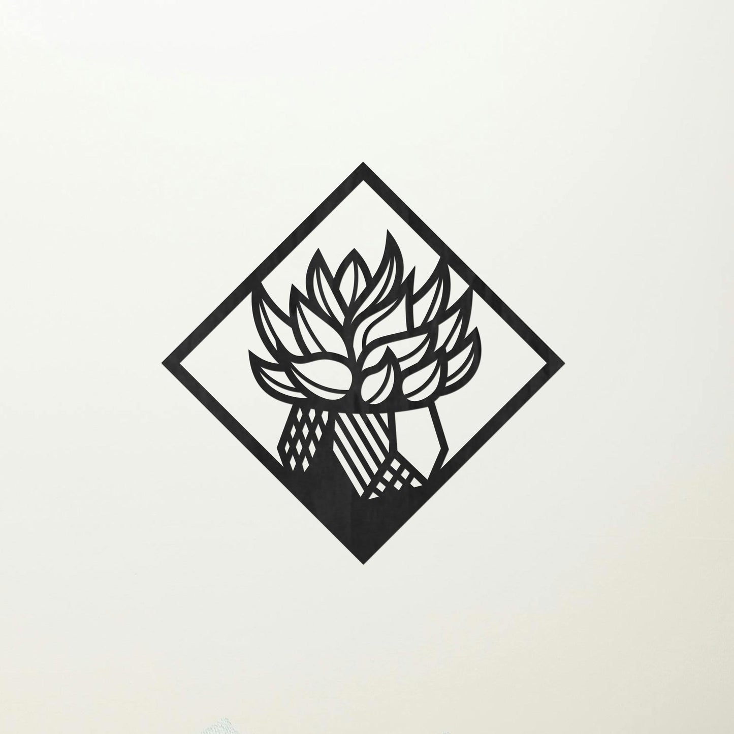 Tableau Bois "Carrés de Plantes Grasses" 4 Parties