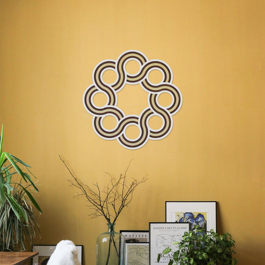 Tableau Bois Relief Géométrie "Huit Cercles"