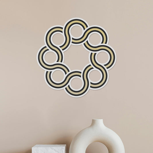 Tableau Bois Relief Géométrie "Huit Cercles"