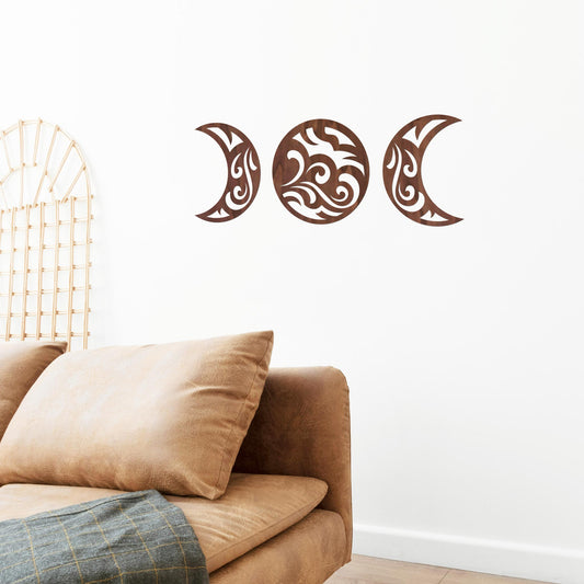 Tableau Bois "Croissants de Lune Vagues"