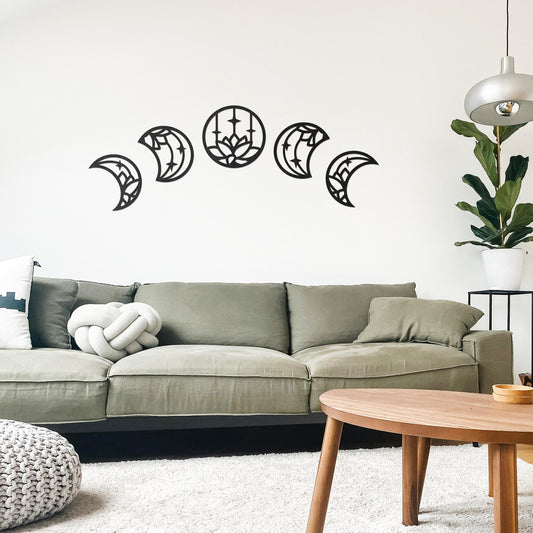 Tableau Bois "Croissants de Lune Boho"