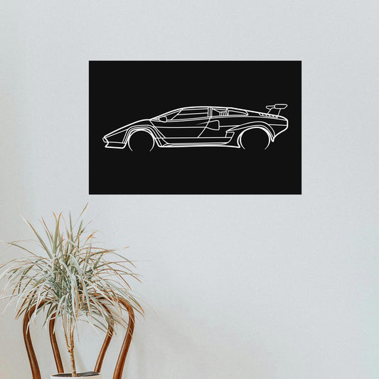 Tableau Bois "Silhouette Véhicule Lamborghini Countach"