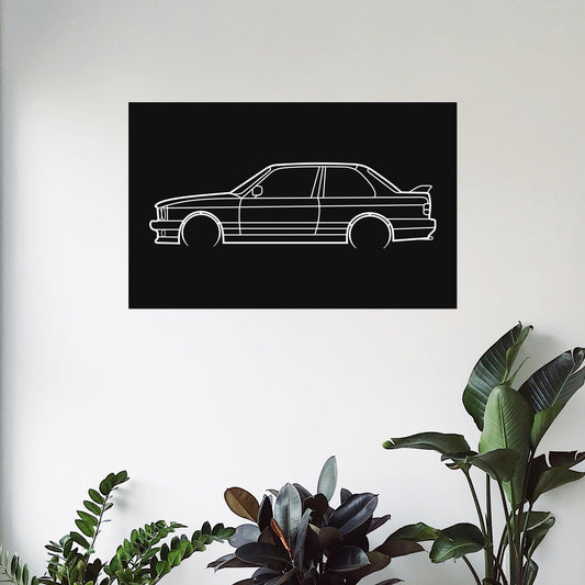 Tableau Bois "Silhouette Véhicule BMW M3 E30"