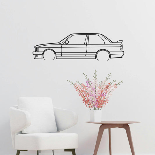 Tableau Bois "Silhouette Véhicule BMW M3 E30"