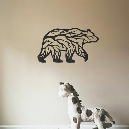 Tableau Bois "Ours Racines"