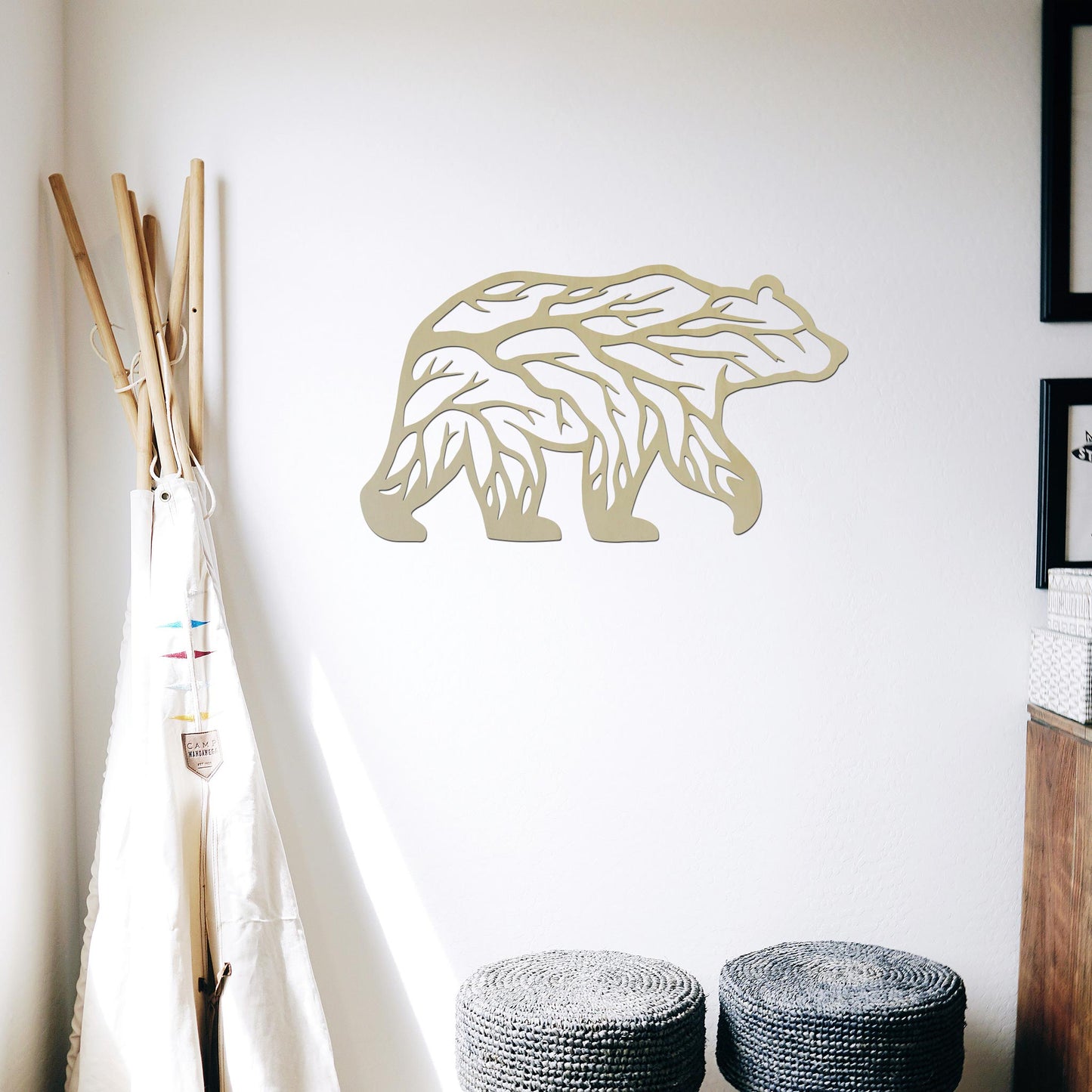 Tableau Bois "Ours Racines"