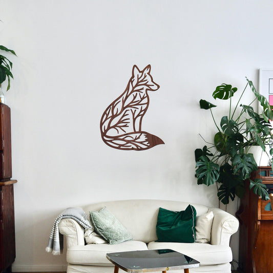 Tableau Bois "Renard Racines"