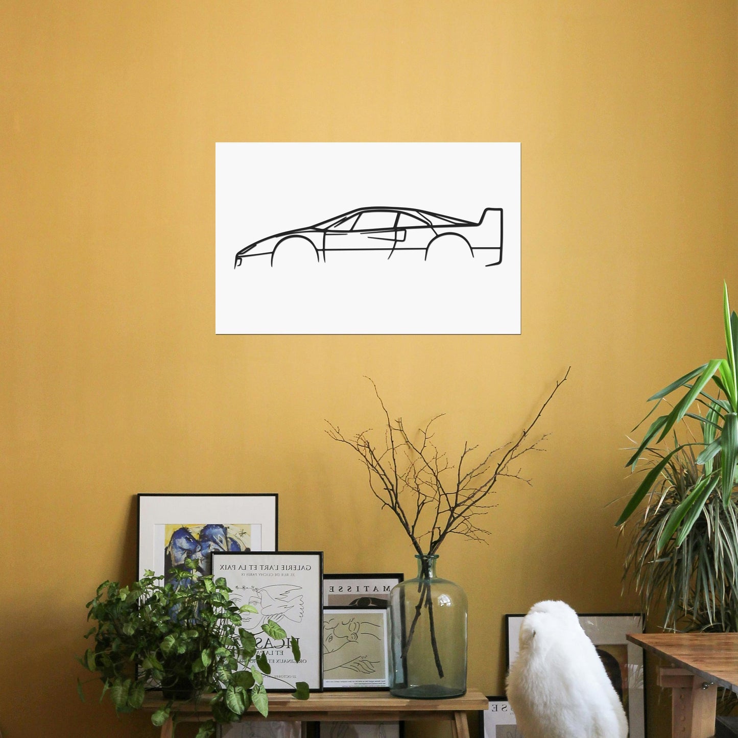 Tableau Bois "Silhouette Véhicule Ferrari F40"