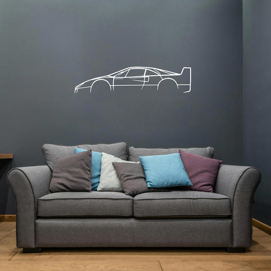 Tableau Bois "Silhouette Véhicule Ferrari F40"