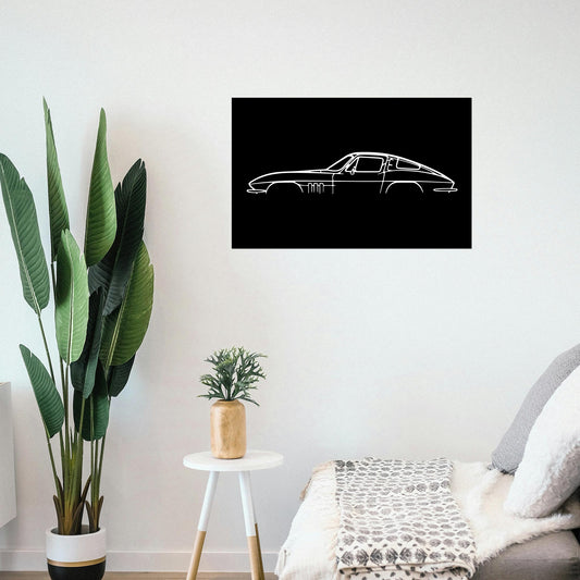 Tableau Bois "Silhouette Véhicule Chevrolet Corvette C2 Sting Ray"