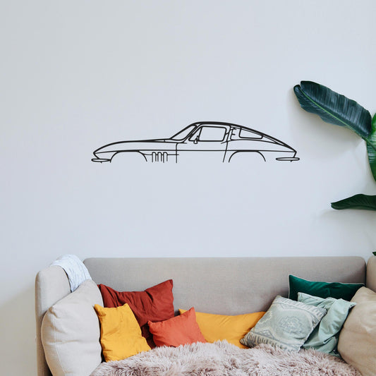 Tableau Bois "Silhouette Véhicule Chevrolet Corvette C2 Sting Ray"