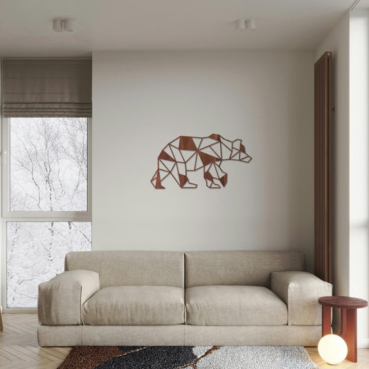 Tableau Bois "Ours Géométrique"