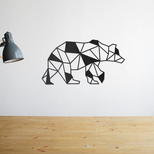 Tableau Bois "Ours Géométrique"