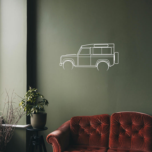Tableau Bois "Silhouette Véhicule Land Rover Defender 90"