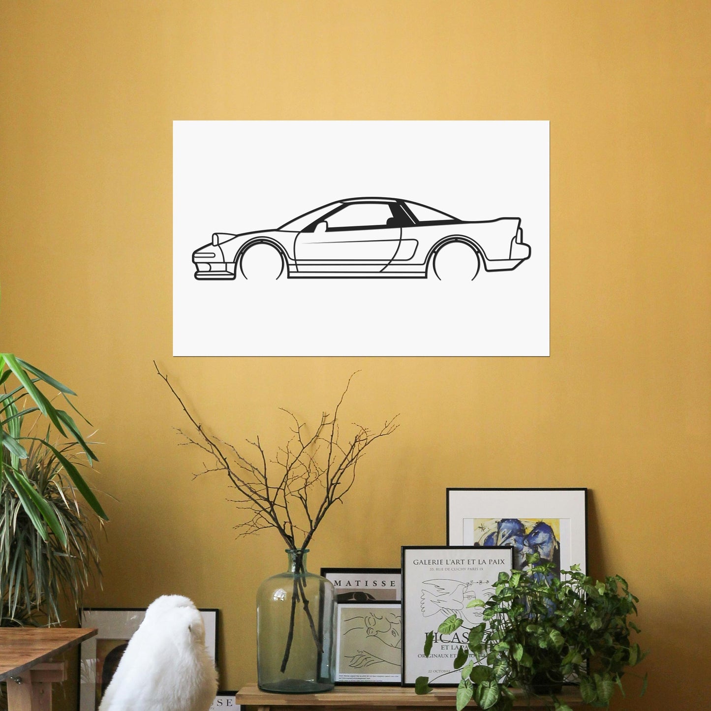 Tableau Bois "Silhouette Véhicule Honda NSX"