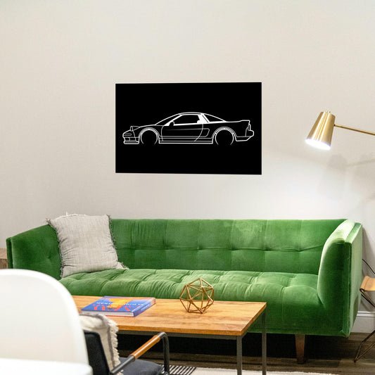 Tableau Bois "Silhouette Véhicule Honda NSX"