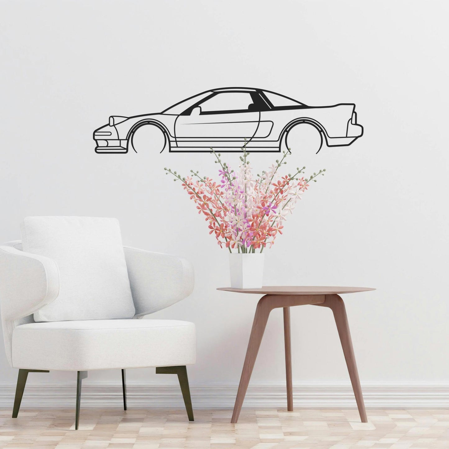 Tableau Bois "Silhouette Véhicule Honda NSX"