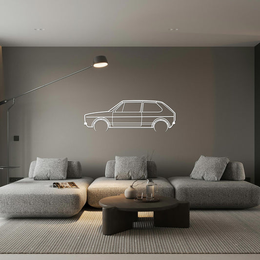 Tableau Bois "Silhouette Véhicule Volkswagen Golf 1"