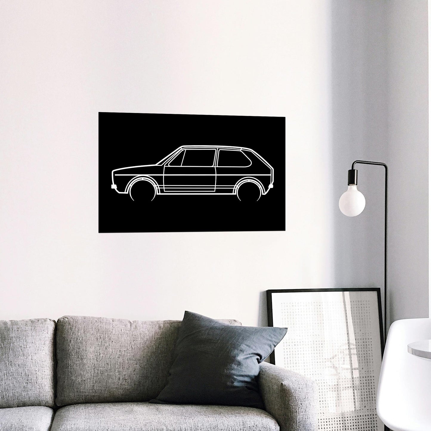 Tableau Bois "Silhouette Véhicule Volkswagen Golf 1"