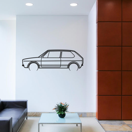 Tableau Bois "Silhouette Véhicule Volkswagen Golf 1"