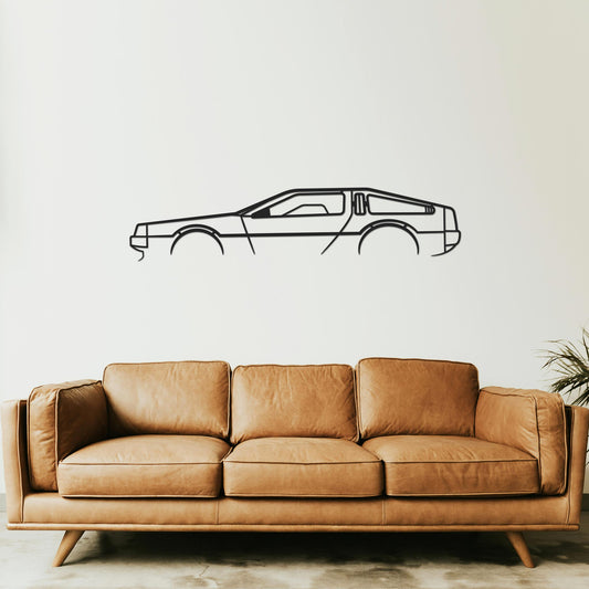 Tableau Bois "Silhouette Véhicule DMC DeLorean"
