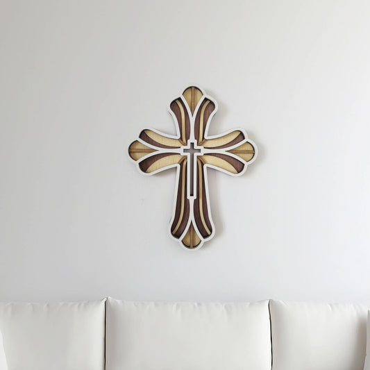 Tableau Bois Relief "Croix Chrétienne 3"
