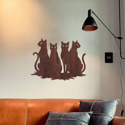 Tableau Bois "Chats Siamois"